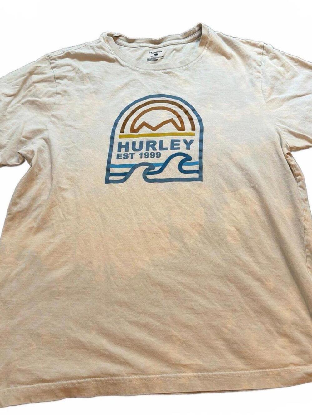 Hurley Mens T-Shirt XL Beige Casual Graphic Fit